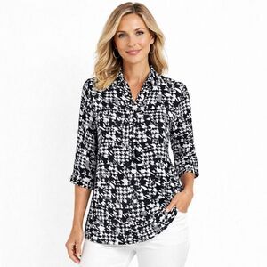 Chico’s Tunic Size 2 (12) Houndstooth Lightweight Flowy